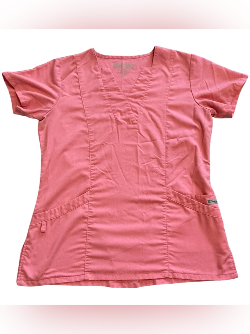 Grey’s Anatomy Barco Scrub Top Medium Pink V-Neck 3 Pocket 41339